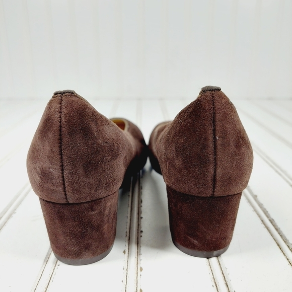 Ara Brown Suede Soft High Casual Slip On Block Heels K413 - Picture 6 of 11